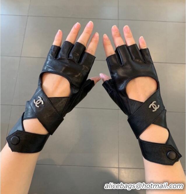 Super Quality Chanel Lambskin Short Gloves L 0105 Black 2025