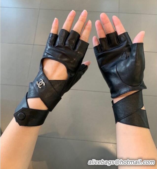 Super Quality Chanel Lambskin Short Gloves L 0105 Black 2025