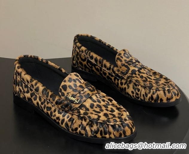 Sophisticated Saint Laurent Le Loafers Penny Slippers in Leopard Print 1215009