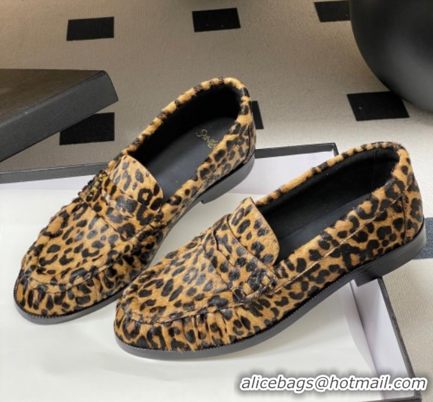 Sophisticated Saint Laurent Le Loafers Penny Slippers in Leopard Print 1215009