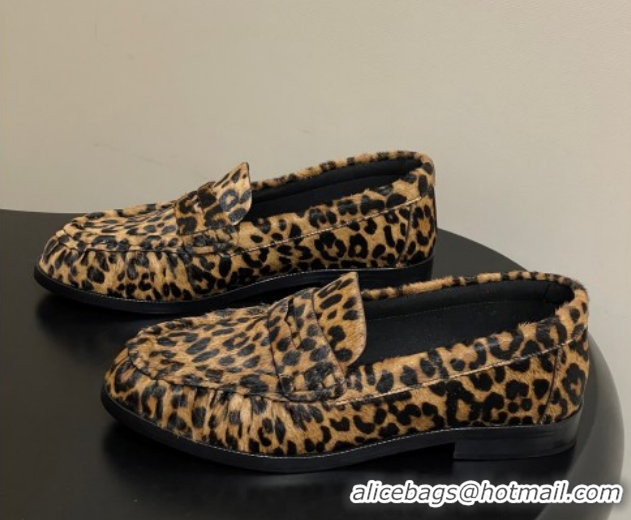 Sophisticated Saint Laurent Le Loafers Penny Slippers in Leopard Print 1215009