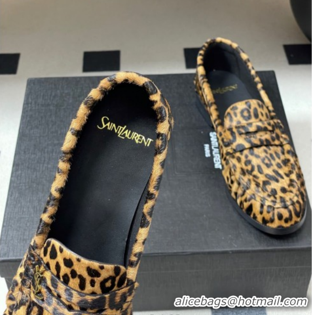 Sophisticated Saint Laurent Le Loafers Penny Slippers in Leopard Print 1215009