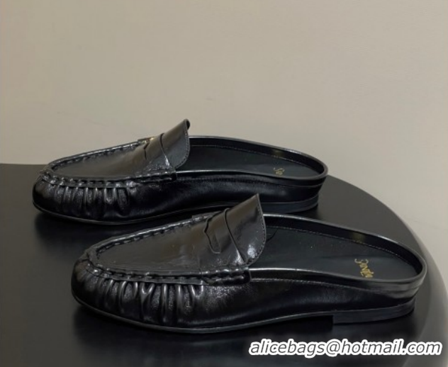 Purchase Saint Laurent Le Loafer Mules in Oil Leather Black 1215021