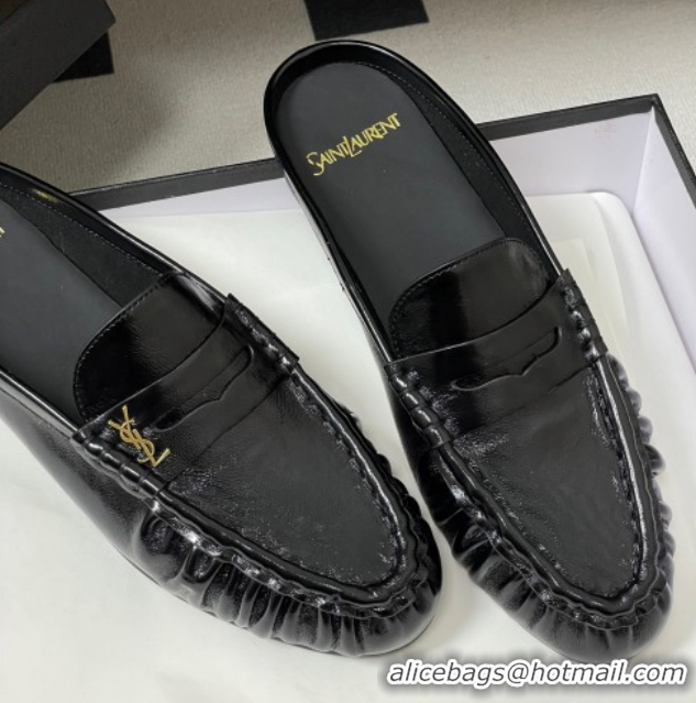 Purchase Saint Laurent Le Loafer Mules in Oil Leather Black 1215021