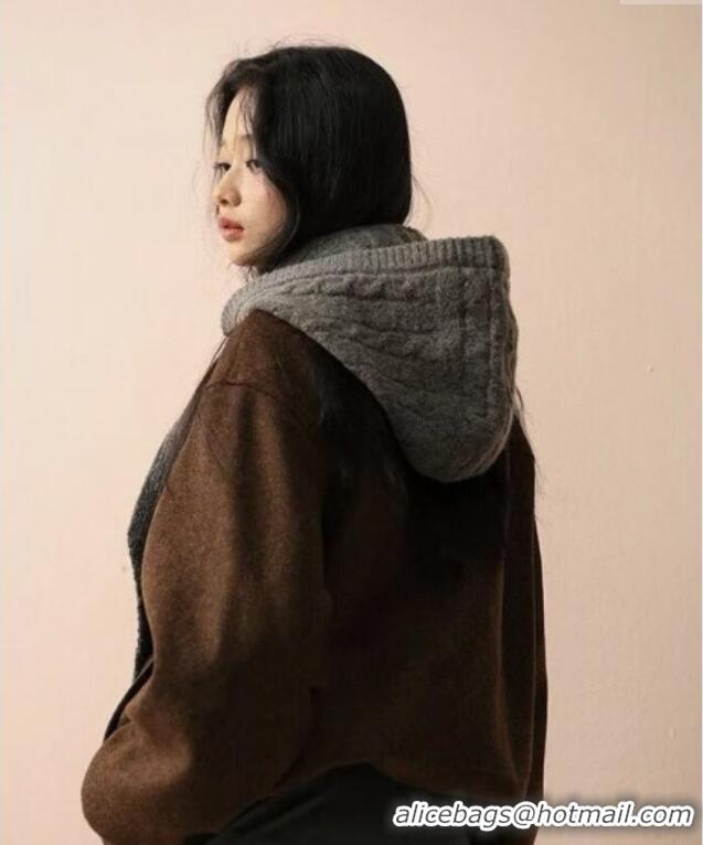 Promotional Prada Knit Scarf and Gloves Set PR010502 Coffee 2026