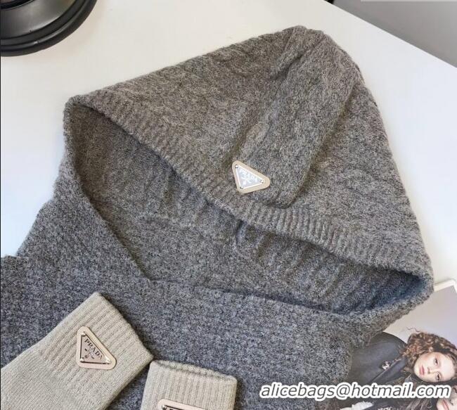 Promotional Prada Knit Scarf and Gloves Set PR010502 Coffee 2026