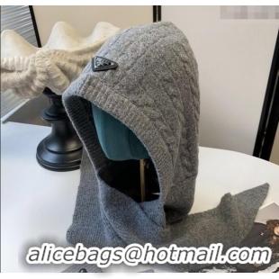 Good Quality Prada Knit Scarf and Gloves Set PR010502 Grey 2026