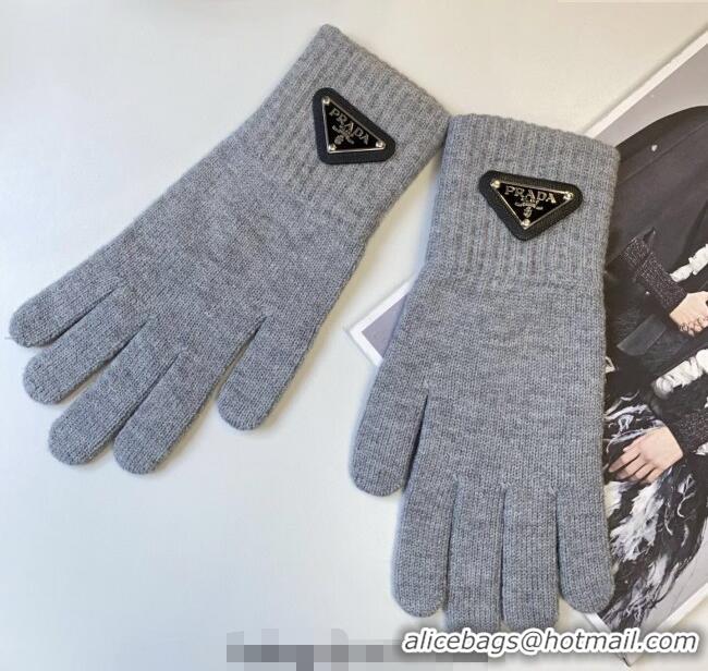 Good Quality Prada Knit Scarf and Gloves Set PR010502 Grey 2026