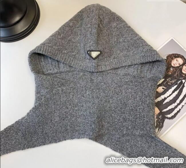 Good Quality Prada Knit Scarf and Gloves Set PR010502 Grey 2026