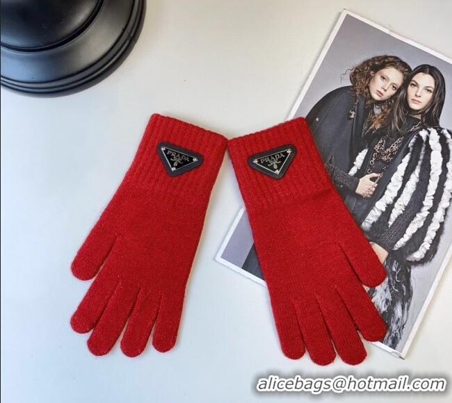 Big Discount Prada Knit Scarf and Gloves Set PR010502 Red 2026