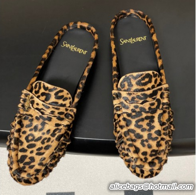 Grade Quality Saint Laurent Le Loafer Mules in Leopard Print 1215023