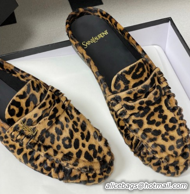 Grade Quality Saint Laurent Le Loafer Mules in Leopard Print 1215023