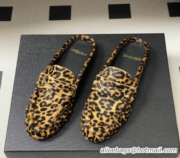 Grade Quality Saint Laurent Le Loafer Mules in Leopard Print 1215023