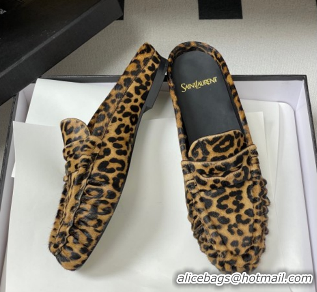 Grade Quality Saint Laurent Le Loafer Mules in Leopard Print 1215023