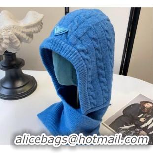 Top Grade Prada Knit Scarf and Gloves Set PR010502 Blue 2026