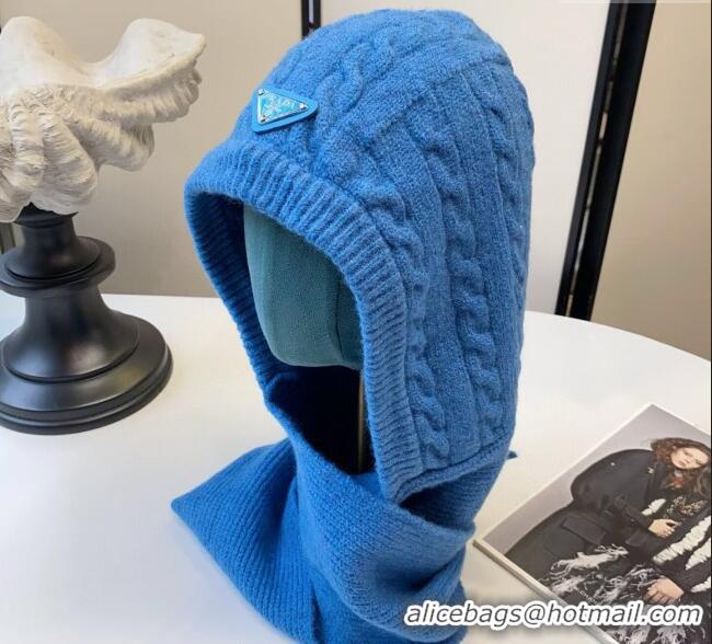 Top Grade Prada Knit Scarf and Gloves Set PR010502 Blue 2026