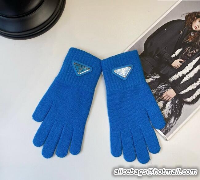 Top Grade Prada Knit Scarf and Gloves Set PR010502 Blue 2026