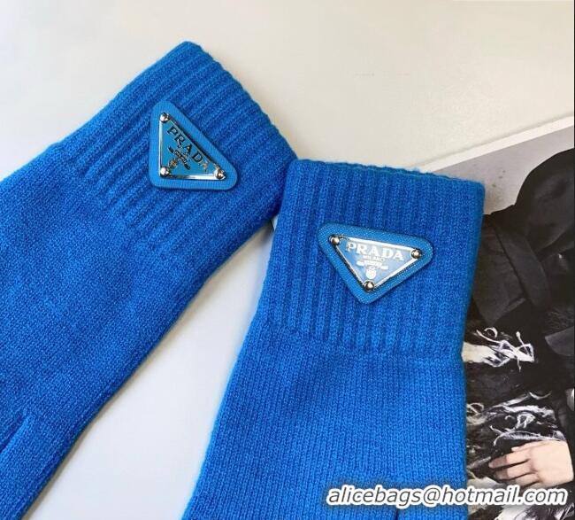 Top Grade Prada Knit Scarf and Gloves Set PR010502 Blue 2026
