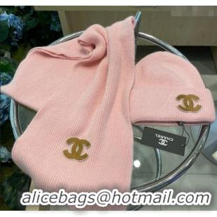 Promotional Chanel Knit Hat and Scarf Set CH010514 Pink 2026