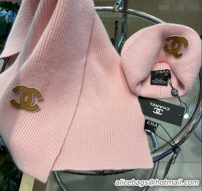 Promotional Chanel Knit Hat and Scarf Set CH010514 Pink 2026