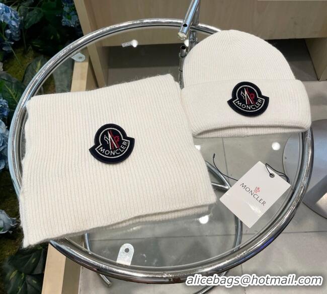 Cheapest Moncler Knit Hat and Scarf Set ML010514 White 2026