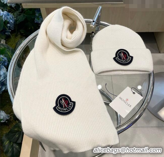 Cheapest Moncler Knit Hat and Scarf Set ML010514 White 2026