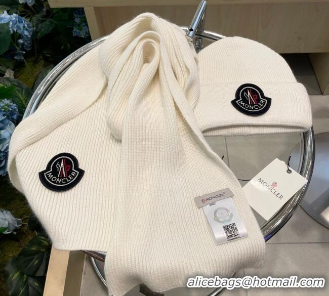 Cheapest Moncler Knit Hat and Scarf Set ML010514 White 2026