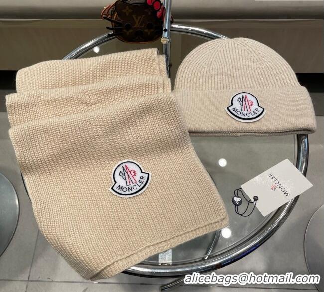 Unique Grade Moncler Knit Hat and Scarf Set ML010514 Beige 2026