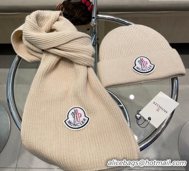 Unique Grade Moncler Knit Hat and Scarf Set ML010514 Beige 2026