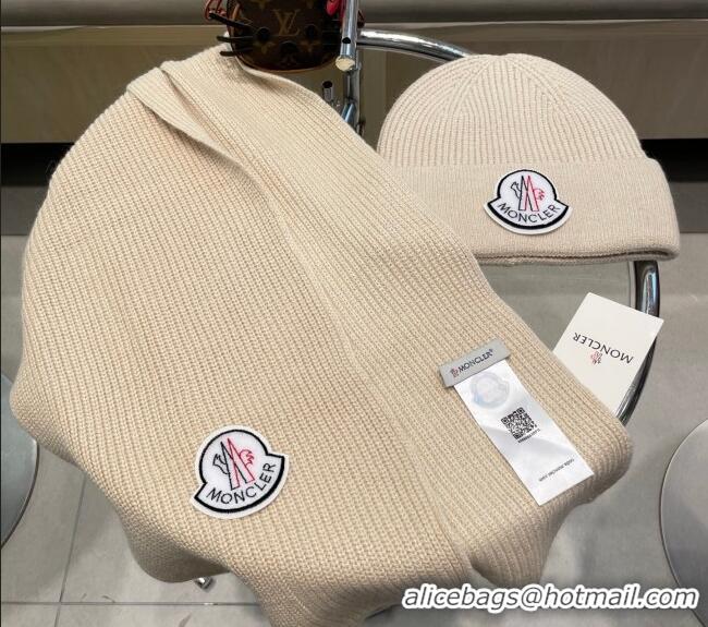 Unique Grade Moncler Knit Hat and Scarf Set ML010514 Beige 2026