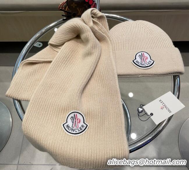 Unique Grade Moncler Knit Hat and Scarf Set ML010514 Beige 2026
