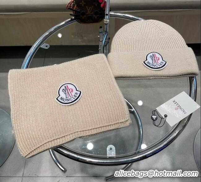 Unique Grade Moncler Knit Hat and Scarf Set ML010514 Beige 2026