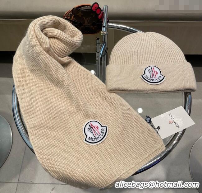 Unique Grade Moncler Knit Hat and Scarf Set ML010514 Beige 2026