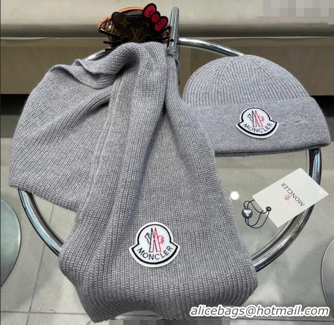Top Grade Moncler Knit Hat and Scarf Set ML010514 Grey 2026