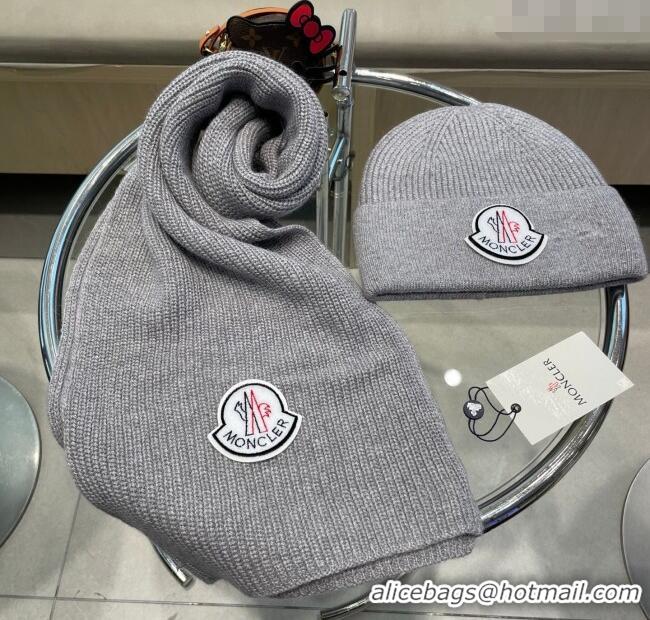 Top Grade Moncler Knit Hat and Scarf Set ML010514 Grey 2026