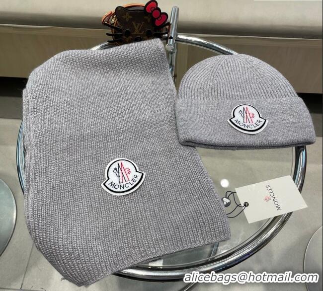 Top Grade Moncler Knit Hat and Scarf Set ML010514 Grey 2026