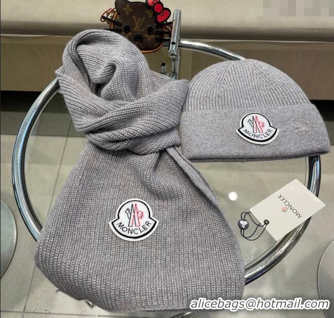 Top Grade Moncler Knit Hat and Scarf Set ML010514 Grey 2026