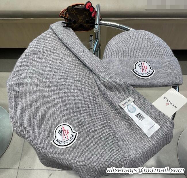 Top Grade Moncler Knit Hat and Scarf Set ML010514 Grey 2026