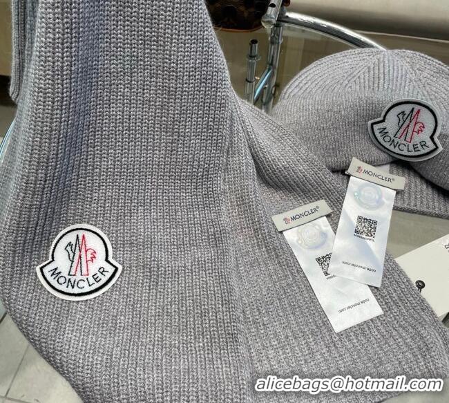 Top Grade Moncler Knit Hat and Scarf Set ML010514 Grey 2026