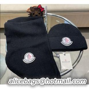 Buy Cheapest Moncler Knit Hat and Scarf Set ML010514 Black 2026