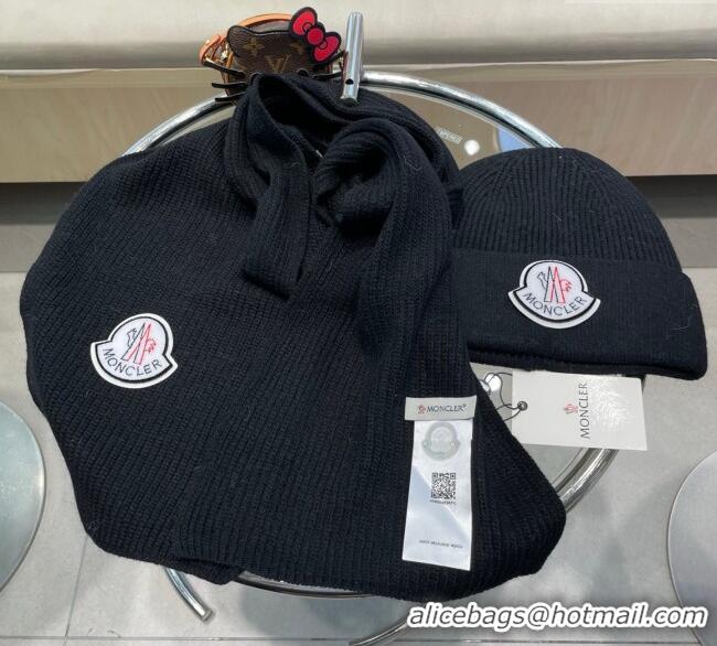 Buy Cheapest Moncler Knit Hat and Scarf Set ML010514 Black 2026