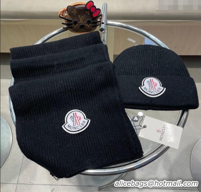 Buy Cheapest Moncler Knit Hat and Scarf Set ML010514 Black 2026