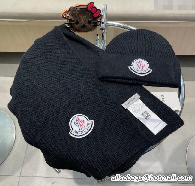 Buy Cheapest Moncler Knit Hat and Scarf Set ML010514 Black 2026