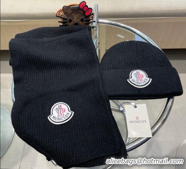 Buy Cheapest Moncler Knit Hat and Scarf Set ML010514 Black 2026