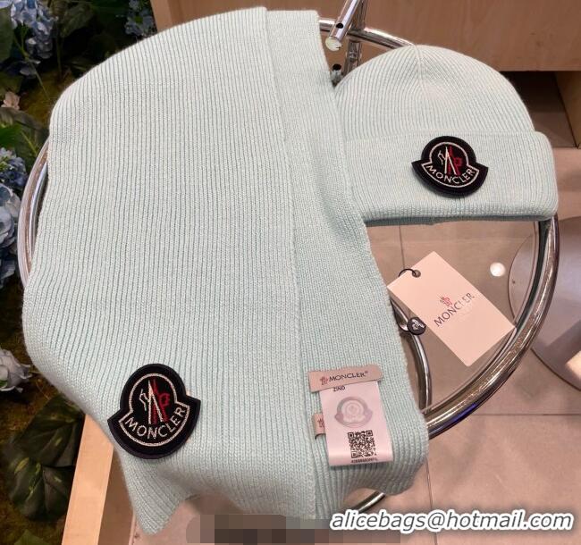 Good Looking Moncler Knit Hat and Scarf Set ML010514 Light Blue 2026 