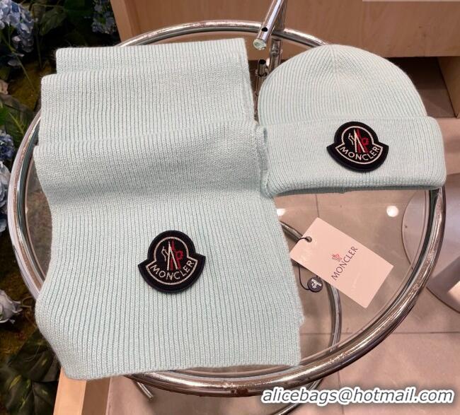 Good Looking Moncler Knit Hat and Scarf Set ML010514 Light Blue 2026 