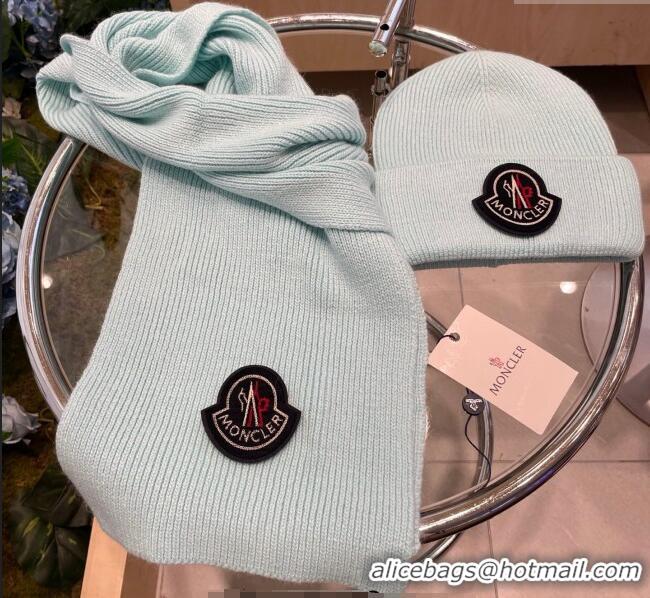 Good Looking Moncler Knit Hat and Scarf Set ML010514 Light Blue 2026 