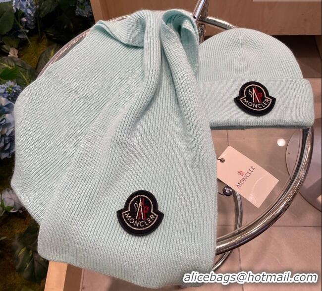 Good Looking Moncler Knit Hat and Scarf Set ML010514 Light Blue 2026 