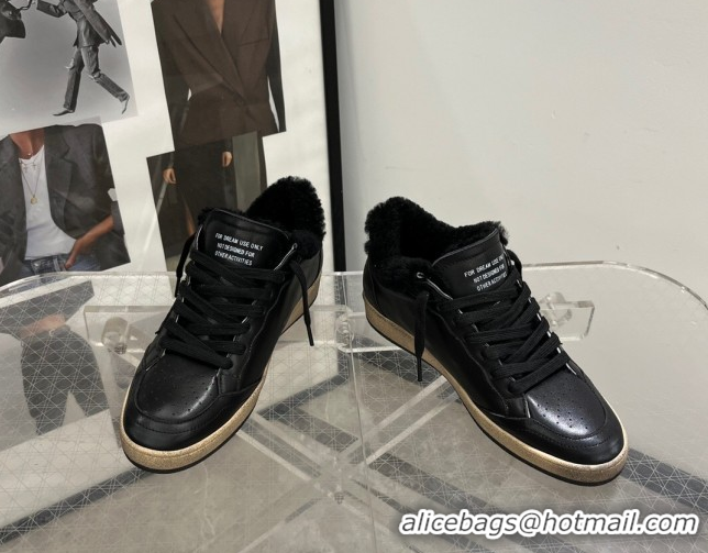 Sumptuous Golden Goose Women’s Ball Star Sneakers in leather and wool with black glitter star 51031052