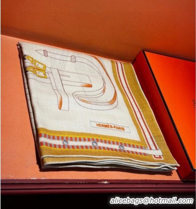 Super Quality Hermes Cashmere Silk Letters Equestres Shawl Scarf 140x140cm H1502 Beige 2026